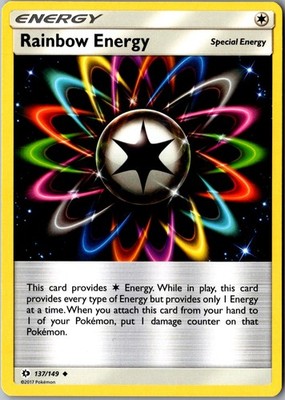 Rainbow Energy 137/149 Uncommon Sun and Moon Lightly Played Pokemon Card