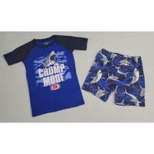 Childrens Place Boys Place 2 Pc Pajamas 10 Blue Shark Chomp Mode ON SS Shorts