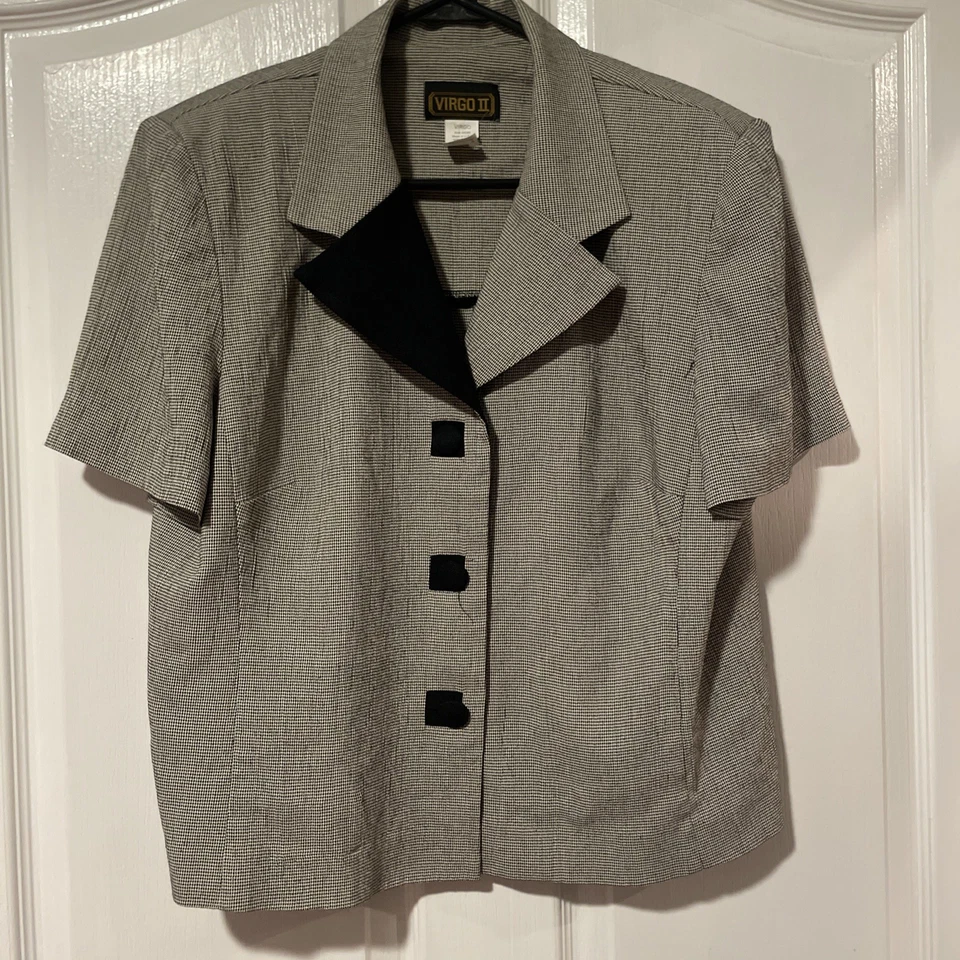 Женские Virgo II брюки костюм черный/кремовый цвет, наплечные подушечки SZ 16/XL - Изображение 2 из 4