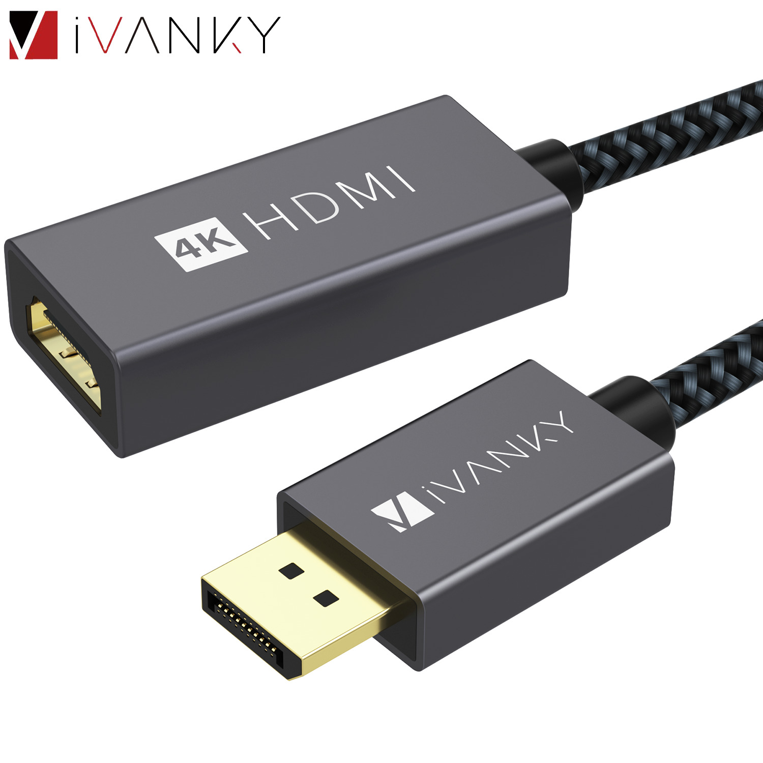 IVANKY 0,2m DisplayPort auf HDMI Kabel Adapter Konverter für 4K UHD PC Monitor