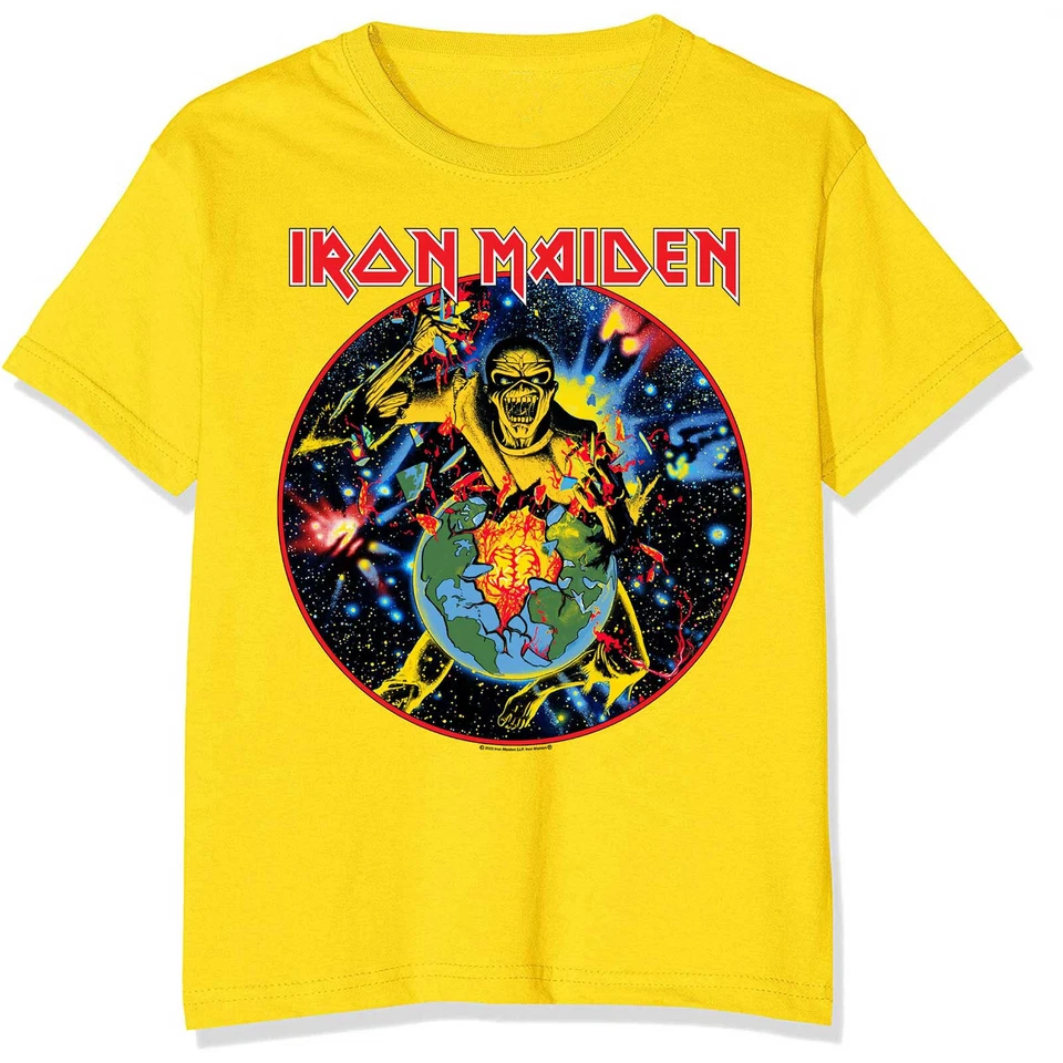 Iron Maiden 'World Piece Tour Circle' (Jaune) T-Shirt - NOUVEAU ET OFFICIEL!