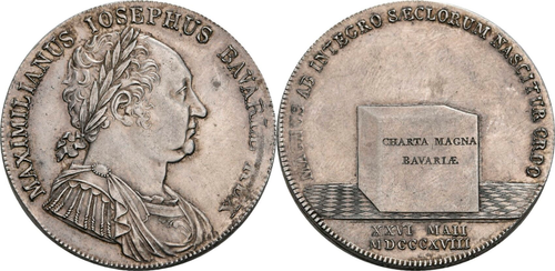Bavaria 1818 Unc 1 Thaler Taler Silver Coin Germany German State One Year Type
