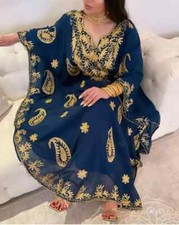Ramzan Eid SALE Georgette Moroccan Dubai Kaftan Abaya Farasha Dress Long Gown