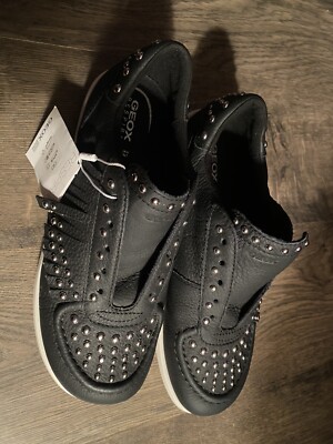 Geox Black Fringe And Studded Sneaker Size 6 Womens