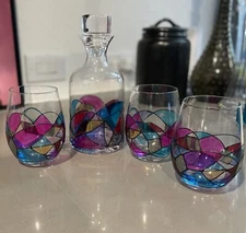 The Wine Savant Decanter Artisanal Hand Painted Glassware