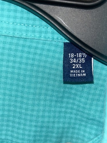Izod All-Over Stretch Teal Mens LS Dress Shirt XXL 56” Chest Gently Used - Picture 3 of 7