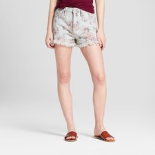 New Women's Floral Print High-Rise Jean Shorts Mossimo Supply Co. rosey wash