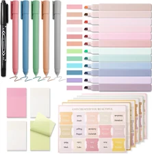 28 Pcs Bible Journaling Kit, Morandi Colored Study Supplies, 12 Pastel Highlight