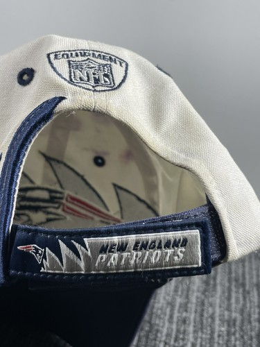 Vintage 90s New England Patriots Sharktooth Hat Reebok Strap Back NFL Equipment - Picture 6 of 10