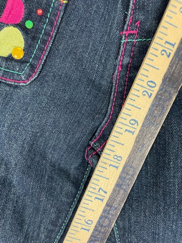 Akdmks Denim Jeans Youth Girls 23x18 Stretch Regular Straight Embroidered Blue - Picture 13 of 17
