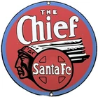 VINTAGE SANTA FE CHIEF PORCELAIN SIGN TRAIN STATION FREIGHT RAIL ROAD GAS OIL