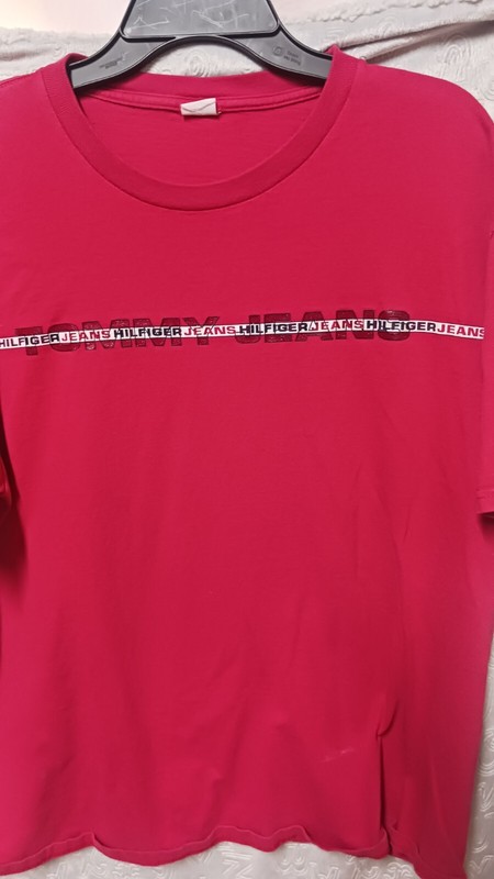 Tommy Hilfiger Men's Short Sleeve Shirt Medium Red 