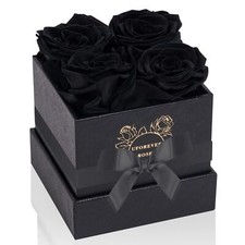 4-Piece Preserved Roses in a Box Preserved Flowers Roses Gift for Her Black