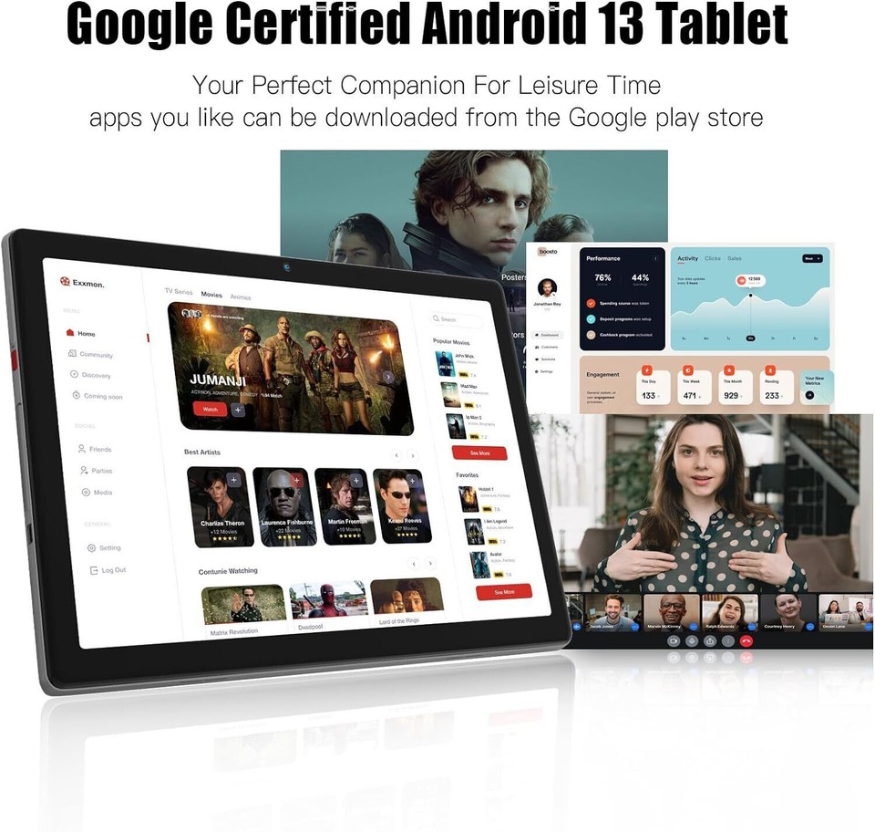 AEEZO 10 Inch Android 13 Tablet 6GB RAM 64GB Quad Core 1280×800 HD+IPS ...