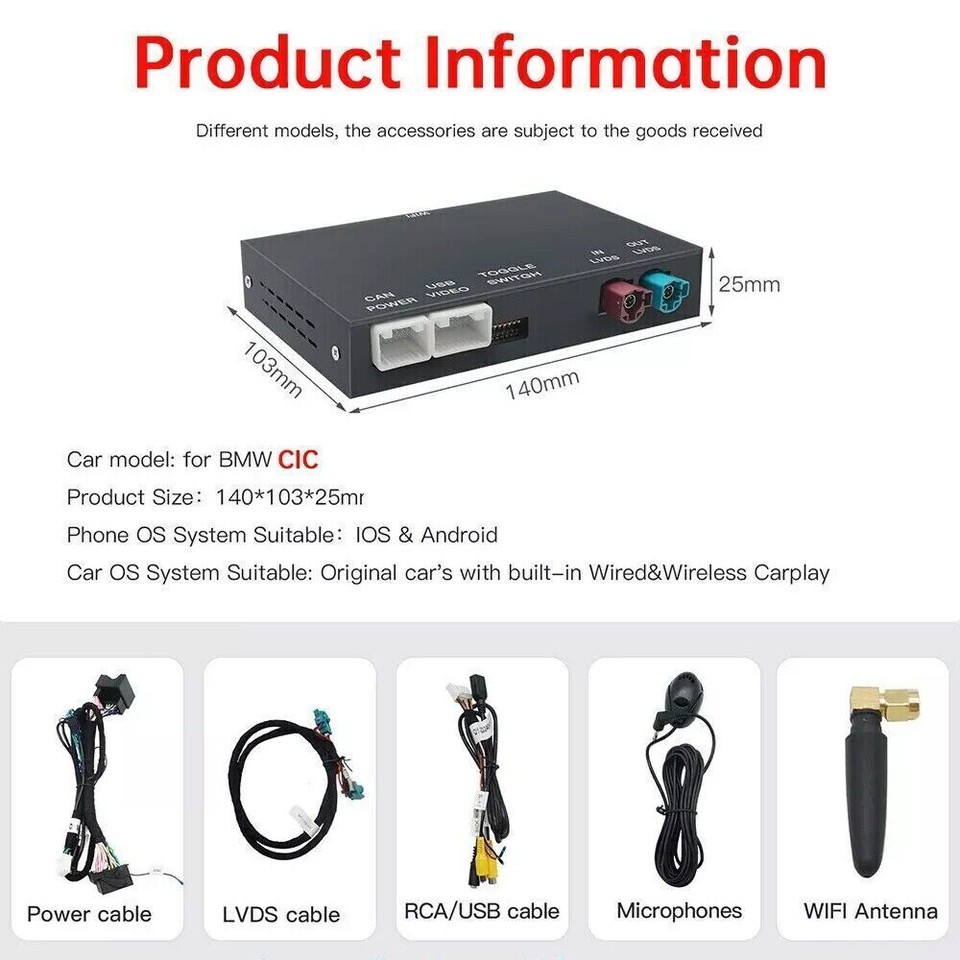 Android Auto CarPlay Module For BMW CIC 5/6 series E60 E61 E63 E64 F10 ...