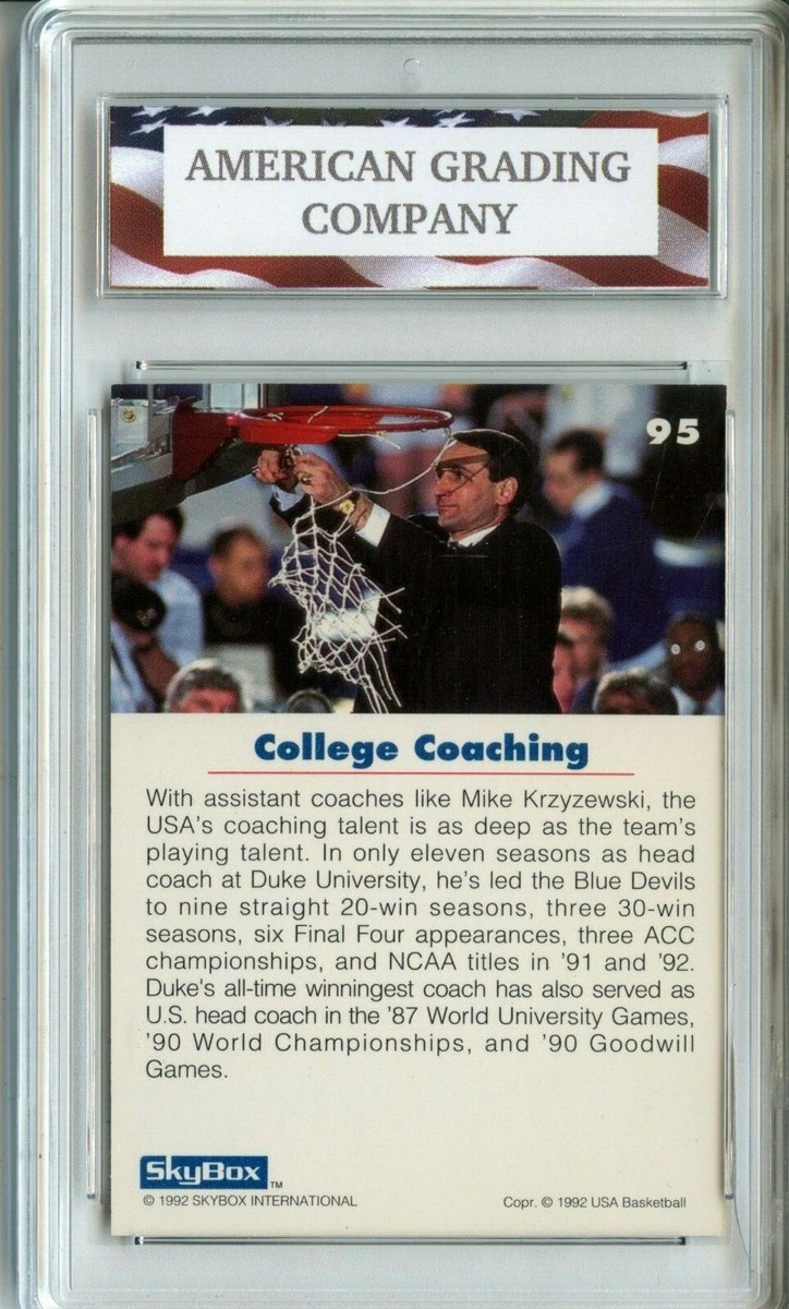 1992 Skybox #95 Mike Krzyzewski Coach K Rookie Card AGC 9 Mint