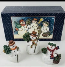Vintage 1998 Snow Man Lang And Wise Three Snowmen 3 Susan Winget W/Original Box