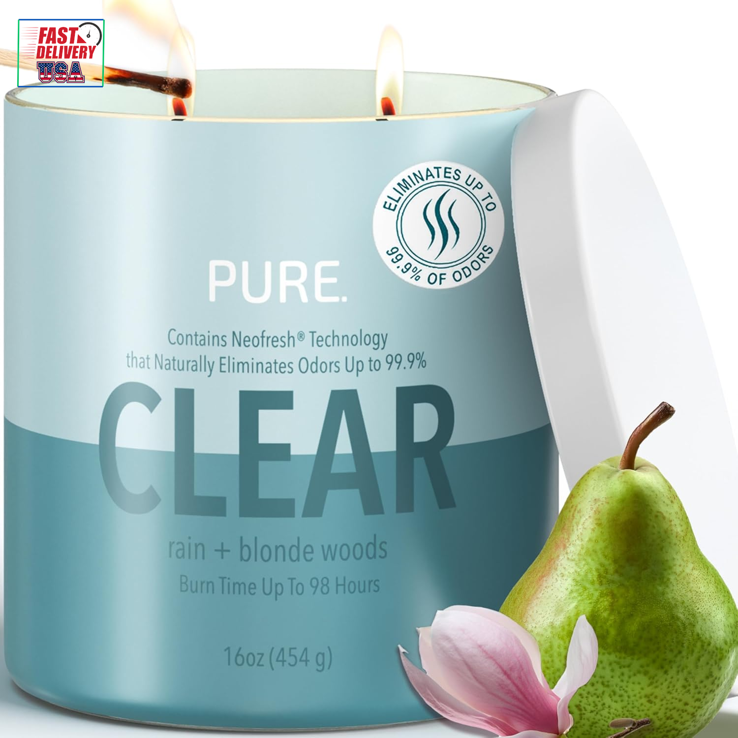 Romantic Pure Rain & Blonde Woods Scented Candles – Perfect Valentine’s Gift with Odor-Eliminating Power