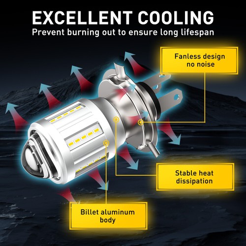 AUXITO H4 9003 LED Motorcycle Headlight Bulb Hi/Lo Beam White Yellow Switchback - Picture 9 of 14