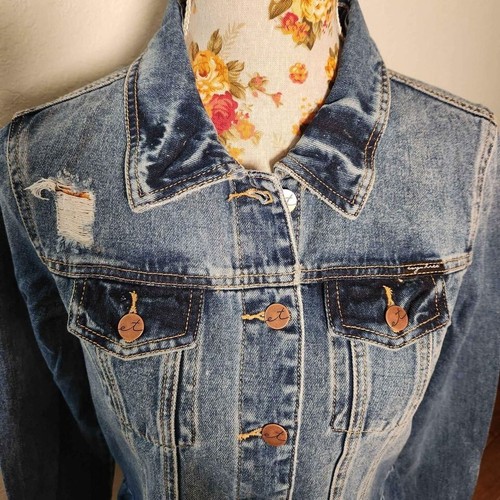 NEU Evy's Tree ""The Julia"" Distressed & Rüschen Denimjacke Damen extra klein - Bild 5 von 11