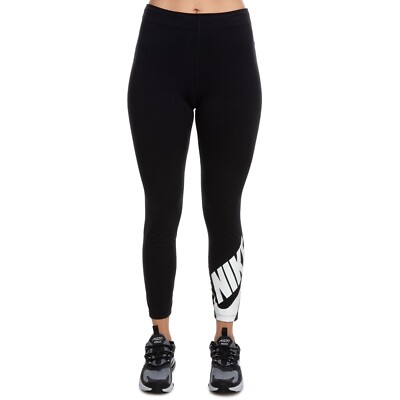 Nike Womens Sportswear Futra Leg-A-See Leggings Swoosh Logo Black Size XS 