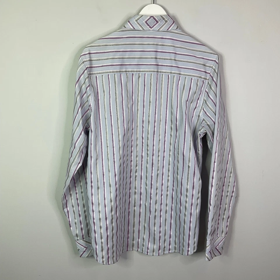 Smash Mens Shirt Striped Button Front  Long Sleeve Size Large Stretch Chevron - Image 4 of 4