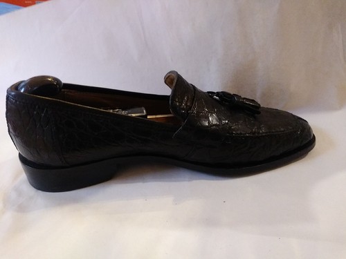 Vintage Men's $995 ZELLI Black Genuine Crocodile Alligator Loafers Shoes 10M - Picture 6 of 11