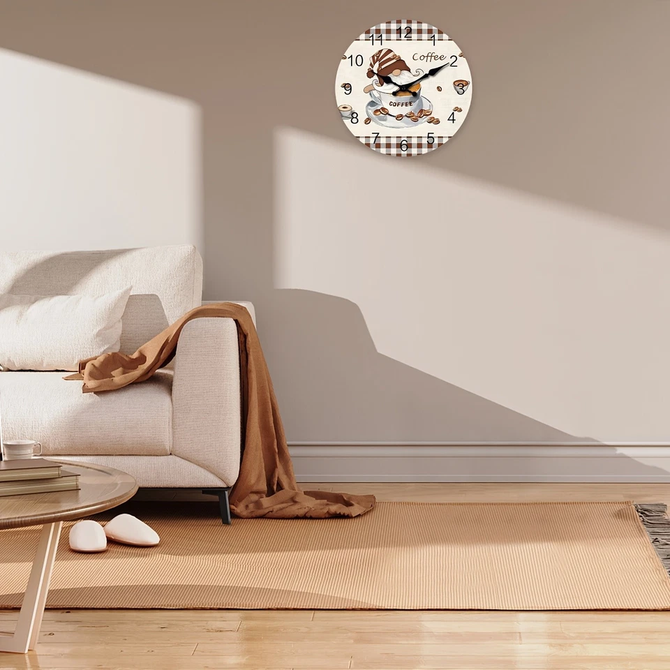 12 inch Fun Dwarf Coffee Wall clock,wooden silent wall clock,battery operated - Image 4 of 4