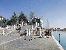 BRIDGE OF CALCINA VENICE F. Campo Tile Mural Bathroom Backsplash Marble Ceramic