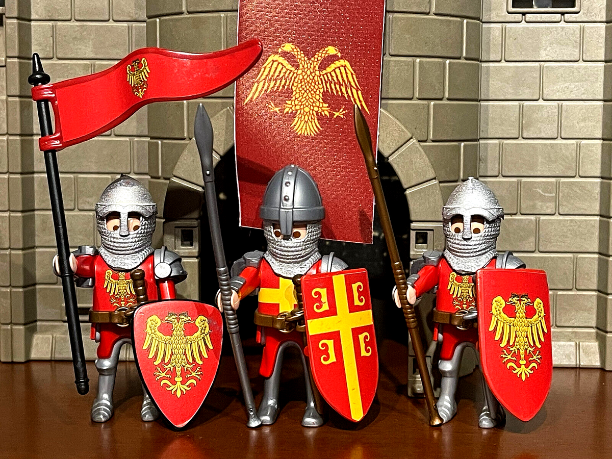 Super Set Playmobil Chevalier Maltais Valetta Rouge, Croisé Custom, Occasion