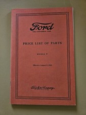 Ford Model T Price List Of Parts August 5 1928