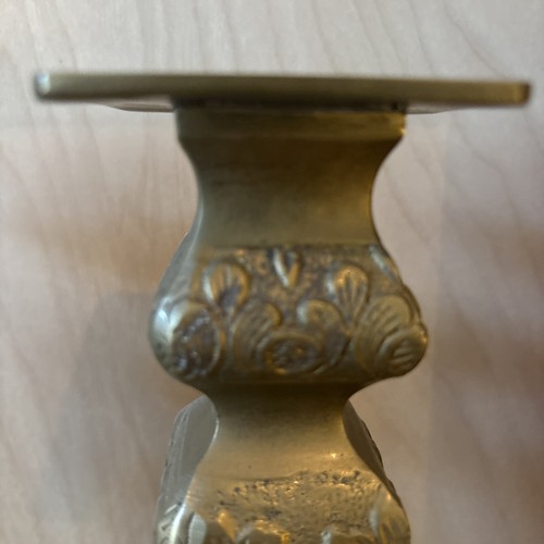 Vintage Textured Brass Candlestick Candle Holder Pair 8.5" - Picture 9 of 11