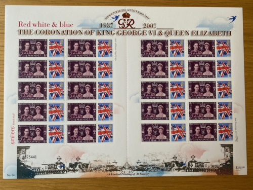 TS114 Coronation of King George VI personalised smilers label stamp sheet - Zdjęcie 1 z 5