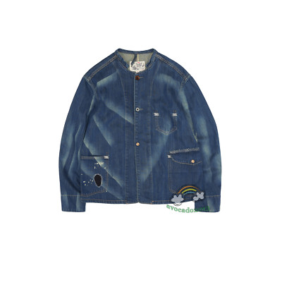 Second Order Men Engineer Denim Jacket Selvedge Washed Blue Jean Chore Coat