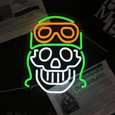 Skull Neon Sign Edgy Glowing USB Light for Bedroom/Bar/Game Zone Wall Decor