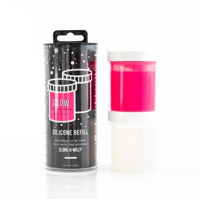 Clone A Willy Nachfüllpackung, im Dunkeln leuchtendes, pinkfarbenes Silikon-Peni