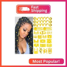 Vaikby 103PCS Gold Hair Jewelry for Braids, Cuffs  Rings, Loc Accessories for B