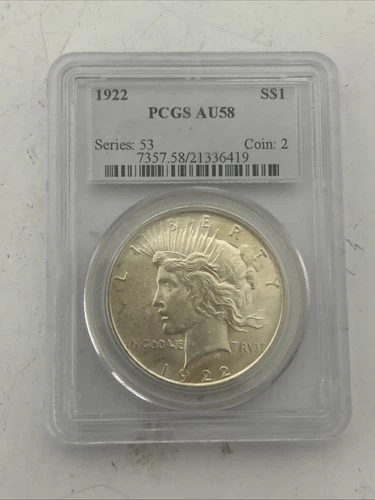 1923 $1 Peace Silver Dollar PCGS AU 58 Toning