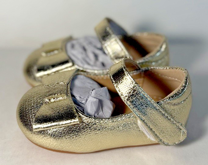 Zapatos Runtong Fábrica Planos Correa Sin Cordones con Lazo Dorado Talla EU 19/US 3.5-4 Niño