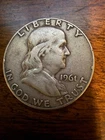 1961 Benjamin Franklin Half Dollar 90% Silver, Circulated