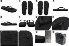 Unisex Black Flips Flops Lightweight Comfort Sandals Multiple Sizes