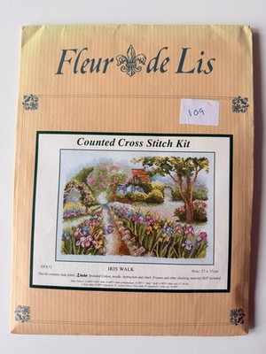 Fleur de Lis Iris Walk Kreuzstich Set EPX72 14ct Aida 27 x 37cm Vintage