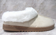 Cozy Slippers Women's 9/10 Beige Soft Fur Lining Mules Hard Sole Clogs Buff NWT