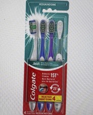Colgate 360 Whole Mouth Clean , Medium Toothbrush for Adults, 4 Pack, Packaging