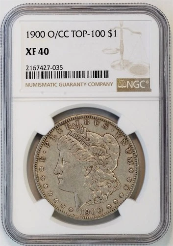 1900 O/CC $1 US Morgan Silver Dollar Coin (NGC XF40 XF 40) TOP 100