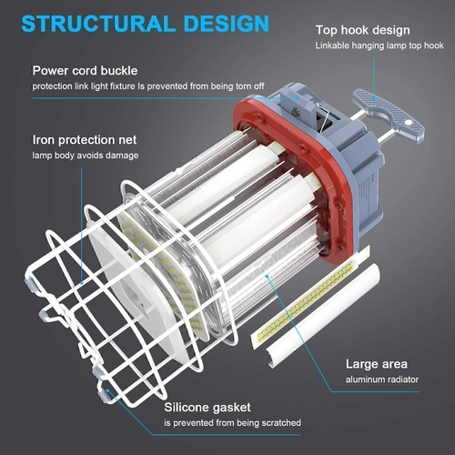 80W LED Temporary Work Light Linkable Constructions Jobsite Hanging Lamp 12000LM - Picture 10 of 12