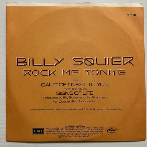 Billy Squier Rock Me Tonite Vinyl Record 7” 45 RPM CP-1308 Capitol 1984 - Picture 16 of 24