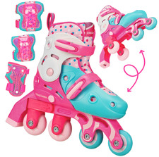 Roller Derby Girls Switch 2-in-1 Adjustable Skates Medium 13-3 w/ Protective