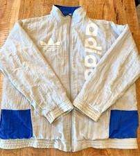 VINTAGE '80s '90s TEAM ADIDAS TREFOIL LIGHT GRAY ZIP UP WINDBREAKER MENS XL