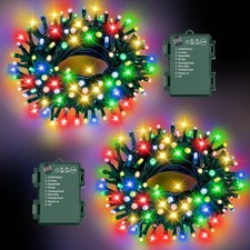 Christmas Lights Outdoor Battery Operated String Lights Total 100LED 33Ft wit...
